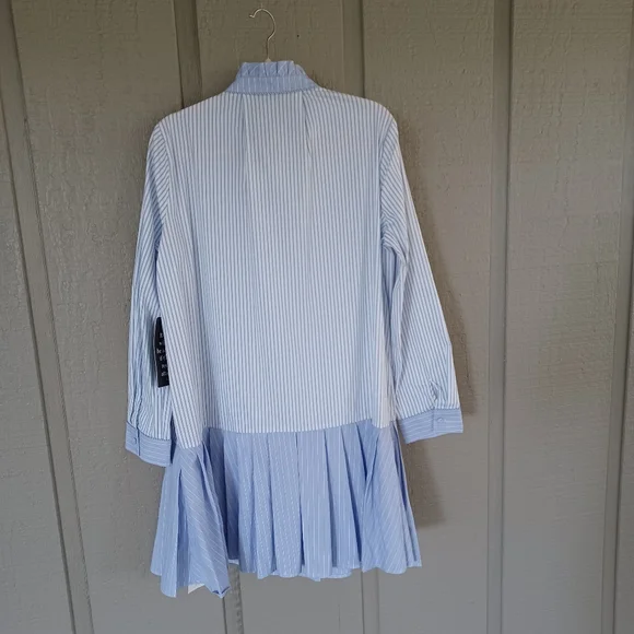 Tuckernuck Tate Stripe Mini Dress Size L Preppy Quiet Luxury Ruffle Cotton Blend - Picture 5 of 12